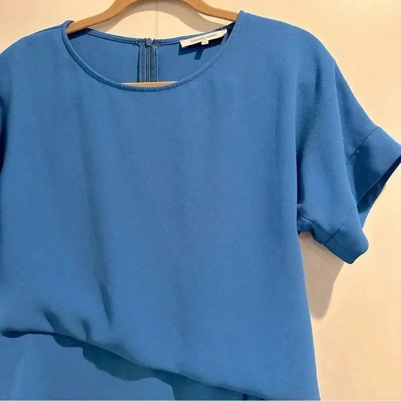 Gerard Darel Paris “Rimini” Crepe Asymmetrical Drape Dress Blue EU 40/US 10 EUC‌ - Picture 10 of 13